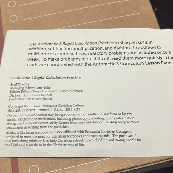 Abeka 3rd Grade Arithmetic Rapid Calculation Cards - Picture 4 of 4